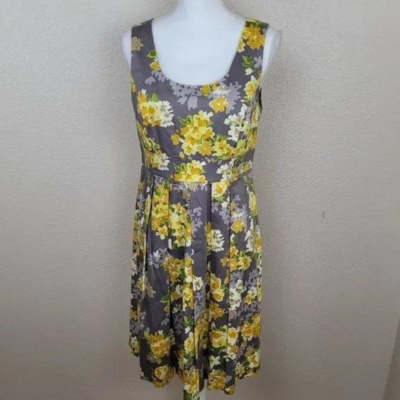 R&K yellow and grey floral sundress, size 6 - Picture 1 of 12